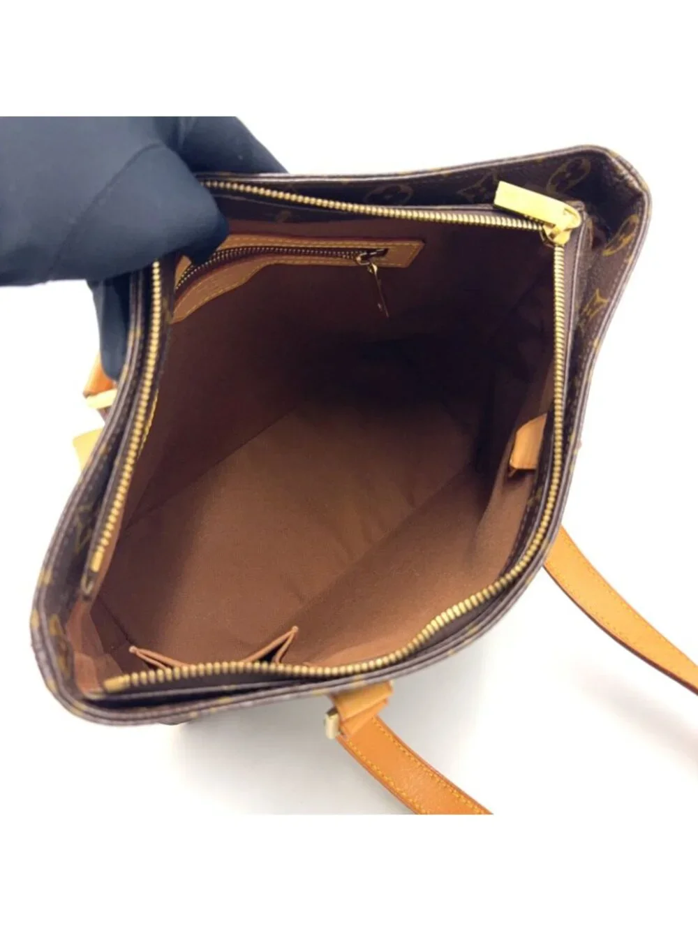 Louis Vuitton Cabas Piano Monogram Leather Brown Light Tote Gold - Picture 3 of 15